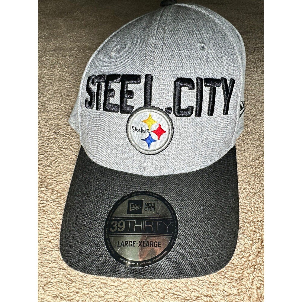 Pittsburgh Steelers New Era 39THIRTY Steel City Fitted Hat Gray Black NFL New